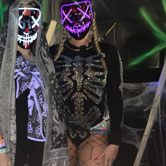 Windsor Rhinestone Skeleton Bodysuit | Rave + EDM Outfit | Halloween | Festival - Picture 2 of 2